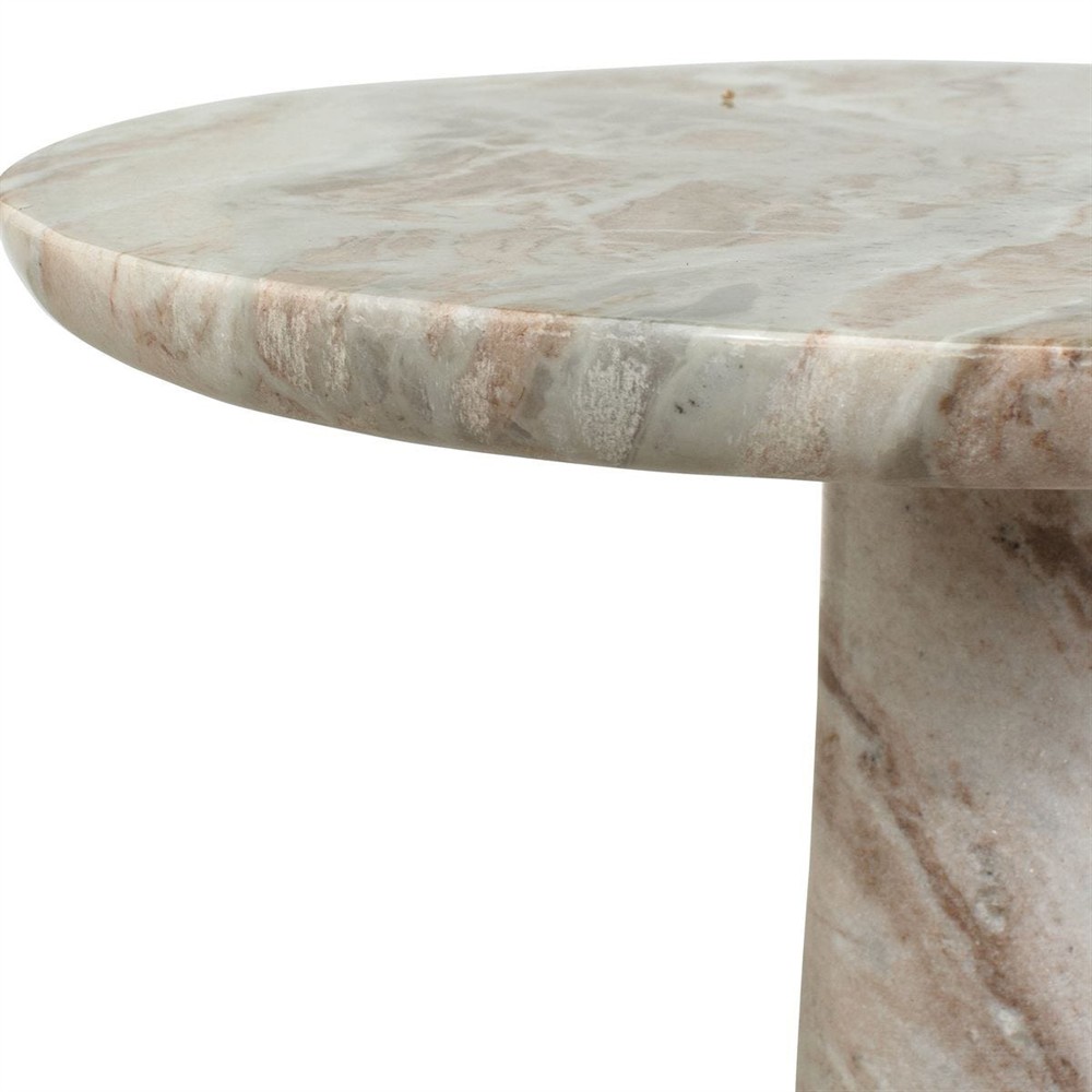 Lena Modern Classic Brown Marble Round Outdoor Accent Table|