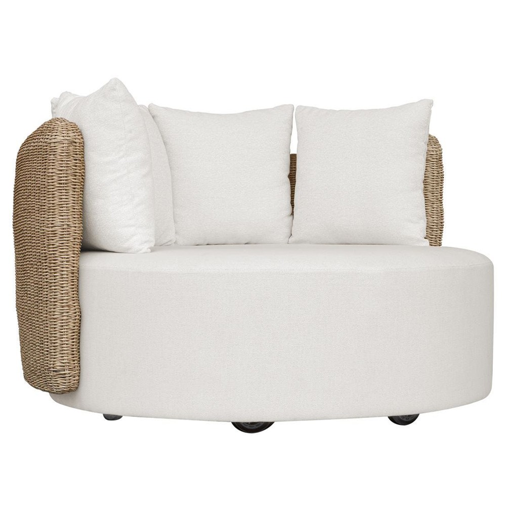 Sunny Coastal Beach Brown Woven Wicker Outdoor Swivel Day Bed|