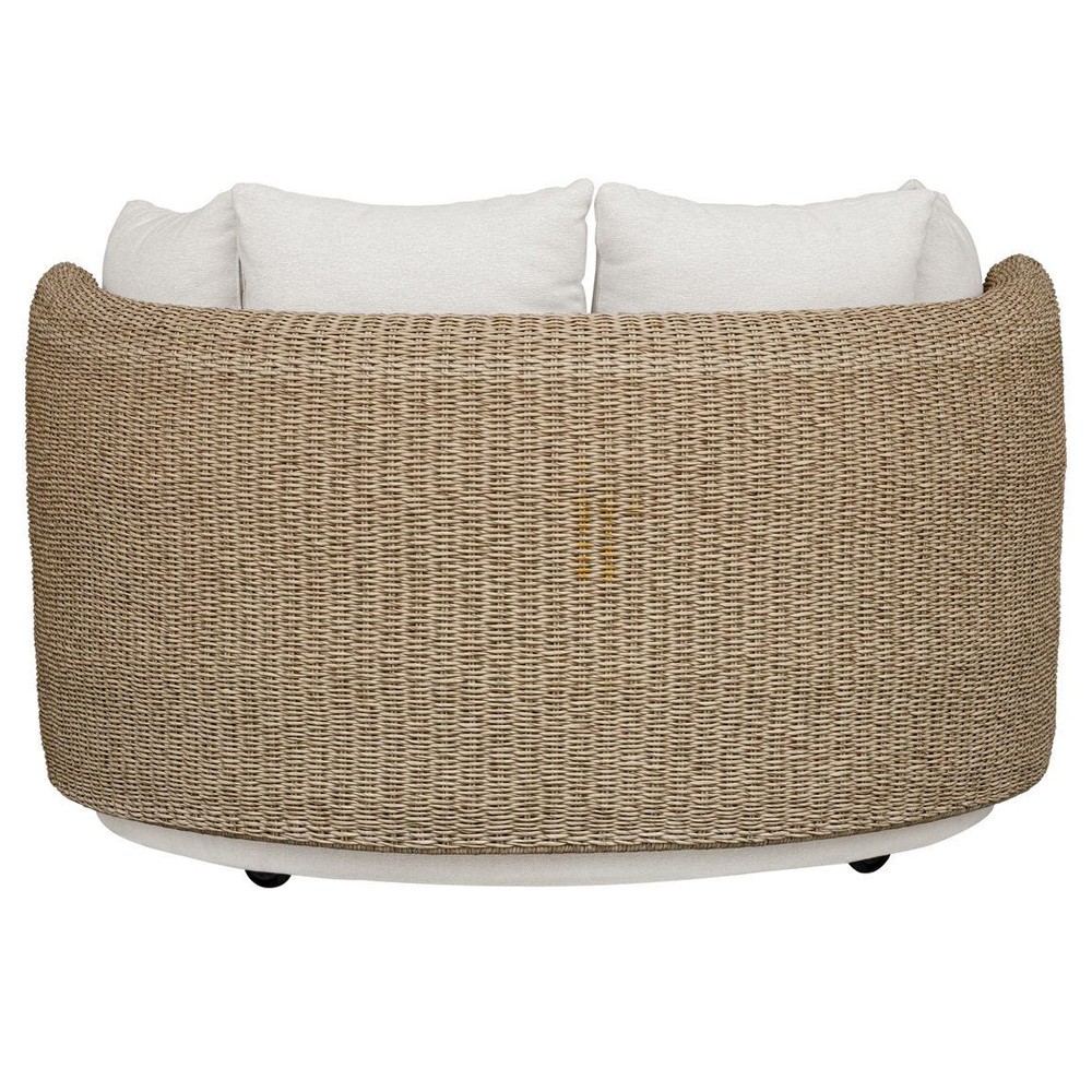Sunny Coastal Beach Brown Woven Wicker Outdoor Swivel Day Bed|