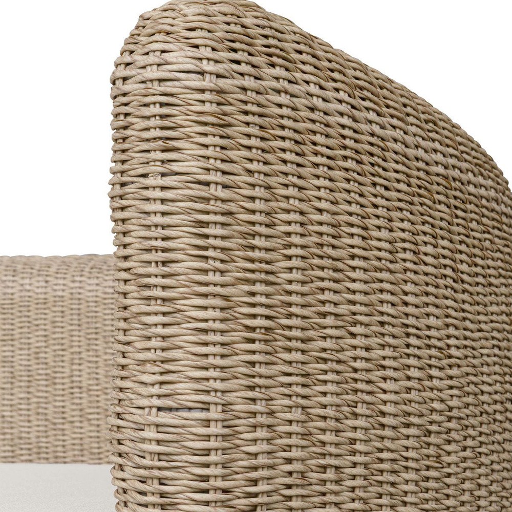 Sunny Coastal Beach Brown Woven Wicker Outdoor Swivel Day Bed|