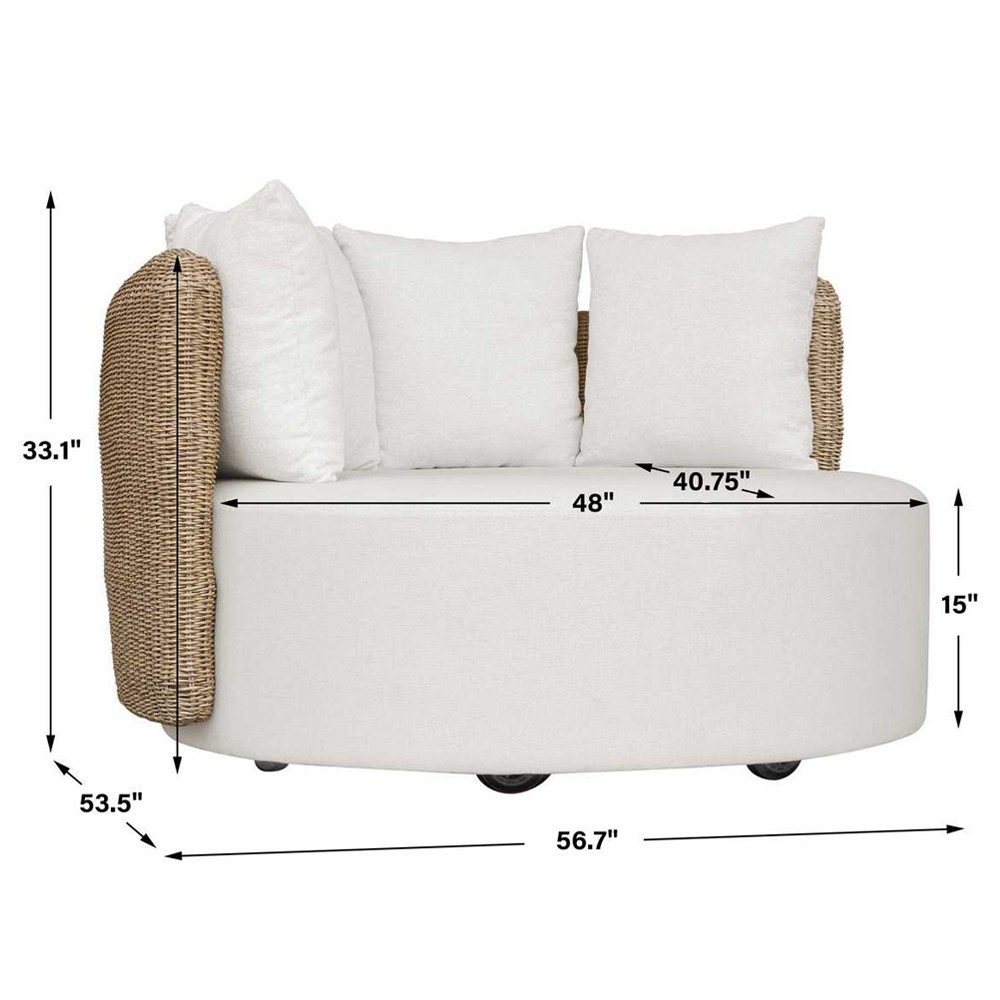 Sunny Coastal Beach Brown Woven Wicker Outdoor Swivel Day Bed|