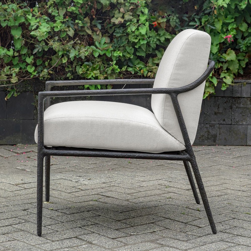 Mayer Modern Classic Black Aluminum Outdoor Lounge Chair|