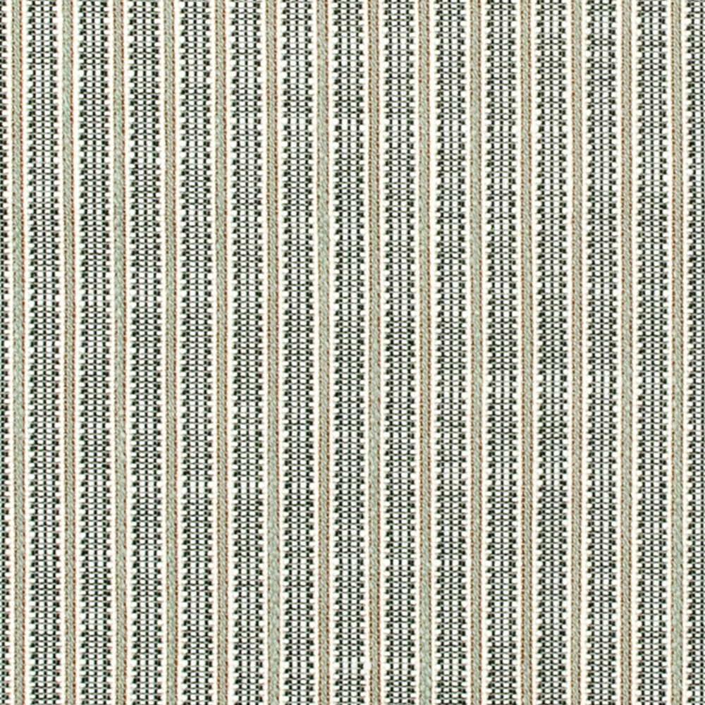 Theodora French Green Striped Performance Brown Wood Canopy Spindle Bed - Queen|