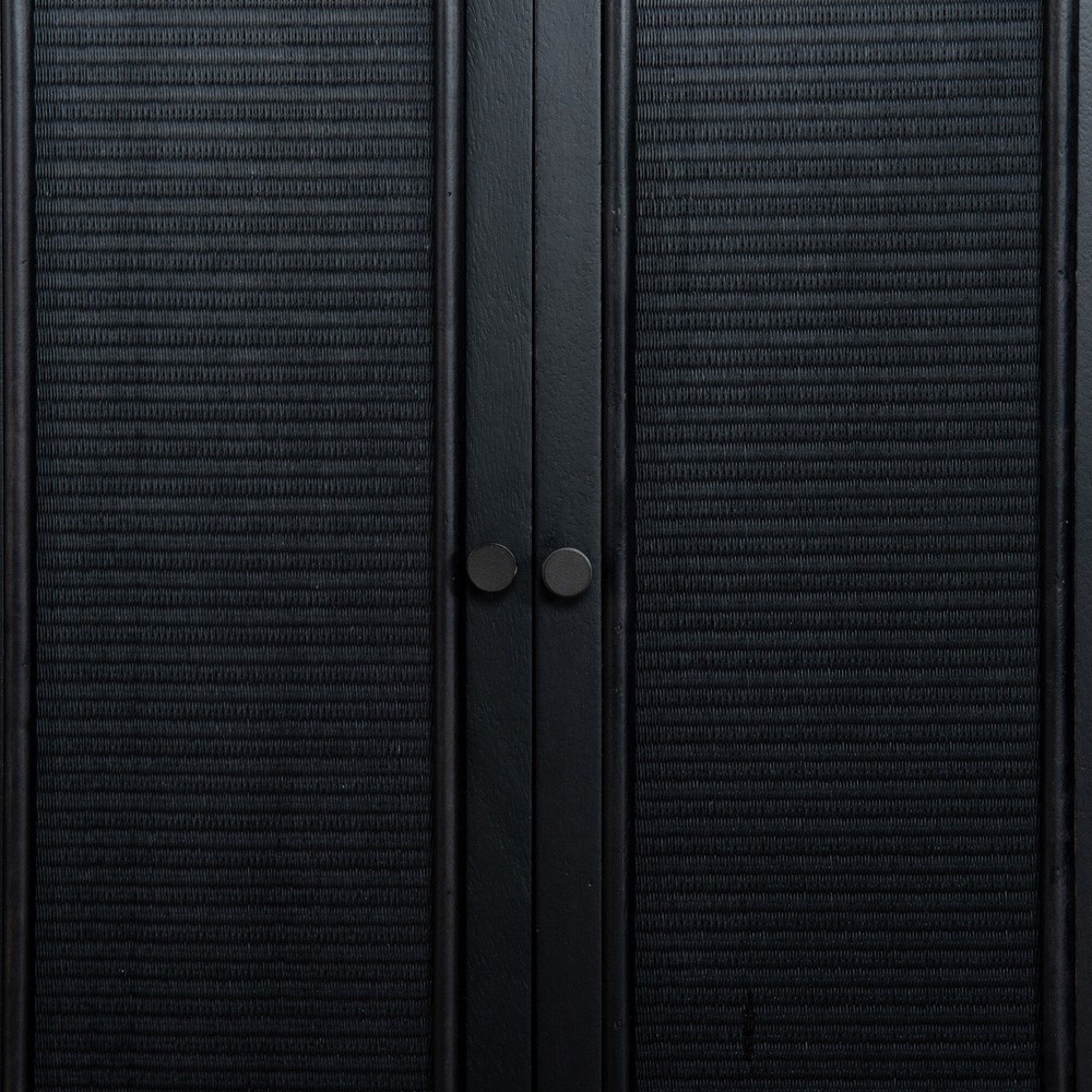 Arnaud Rustic Lodge Black Woven Cane Mango Wood Media Console - 72"|