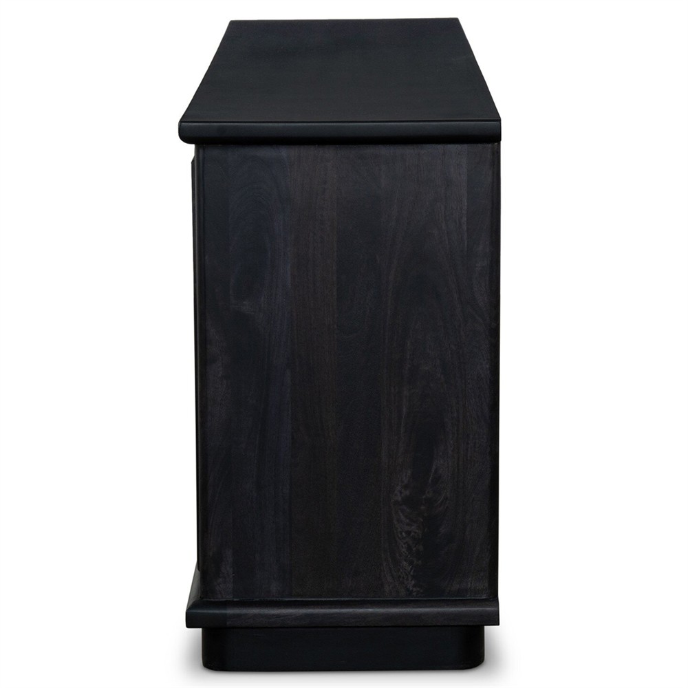 Arnaud Rustic Lodge Black Woven Cane Mango Wood Media Console - 72"|