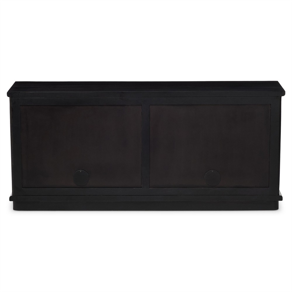 Arnaud Rustic Lodge Black Woven Cane Mango Wood Media Console - 72"|