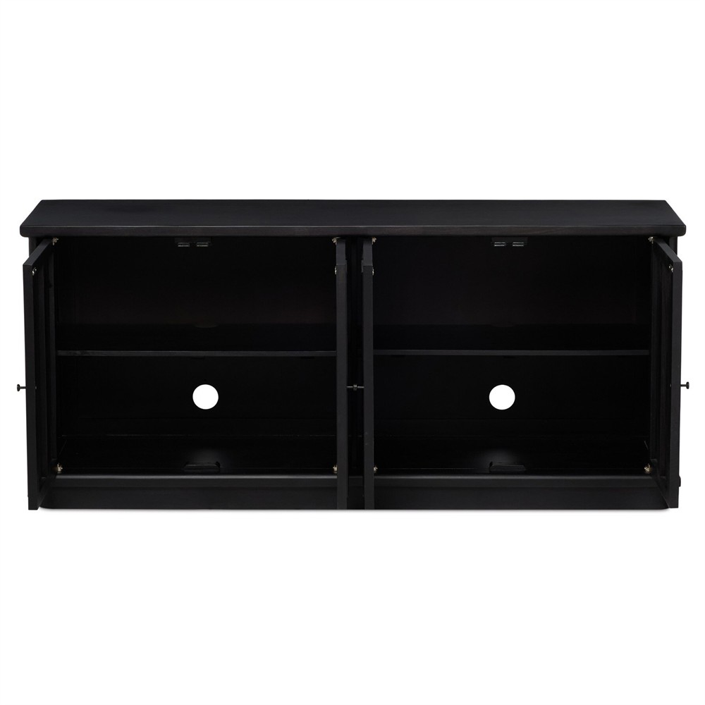 Arnaud Rustic Lodge Black Woven Cane Mango Wood Media Console - 72"|