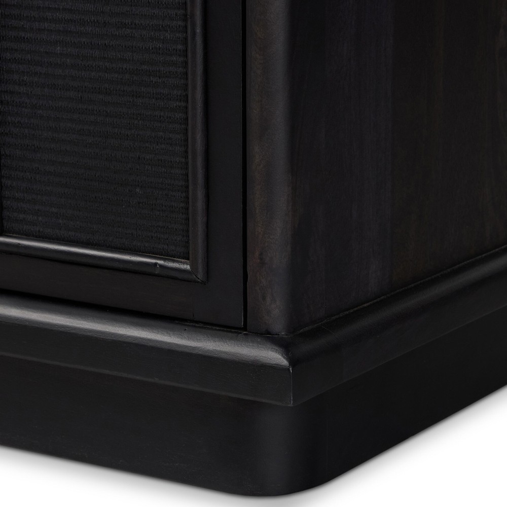 Arnaud Rustic Lodge Black Woven Cane Mango Wood Media Console - 72"|