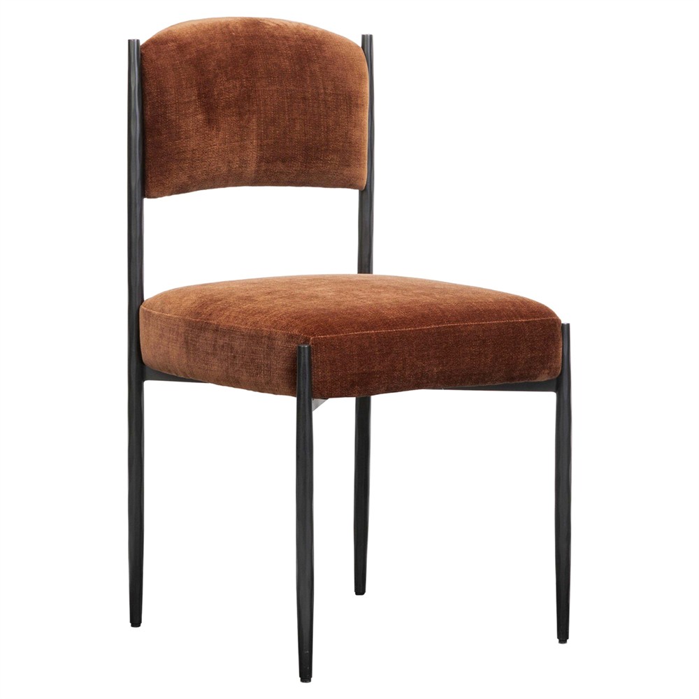 Bellaire Modern Classic Rust Velvet Black Iron Dining Chair|