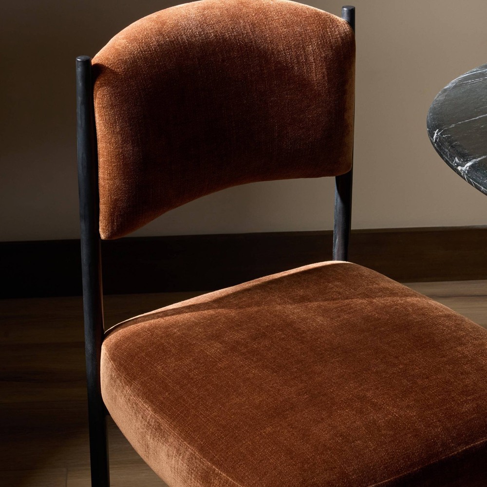 Bellaire Modern Classic Rust Velvet Black Iron Dining Chair|