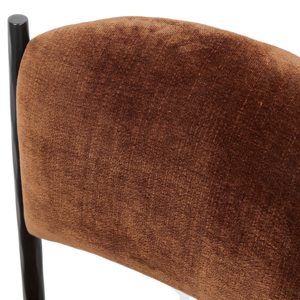 Bellaire Modern Classic Rust Velvet Black Iron Dining Chair|