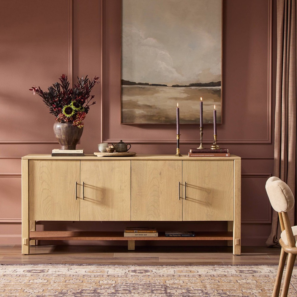 Blake Modern Classic Brown Washed Wood Media Console - 72"|