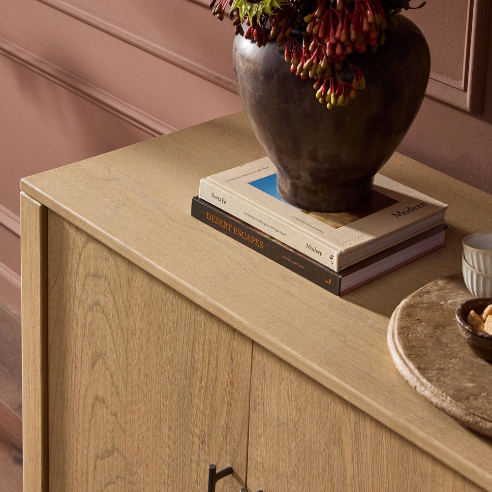 Blake Modern Classic Brown Washed Wood Media Console - 72"|