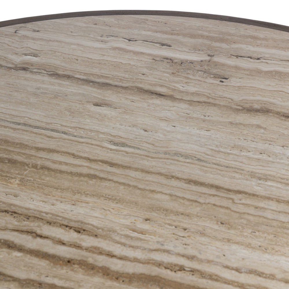 Bourne Modern Classic Beige Travertine Round Pedestal Dining Table - 55"|