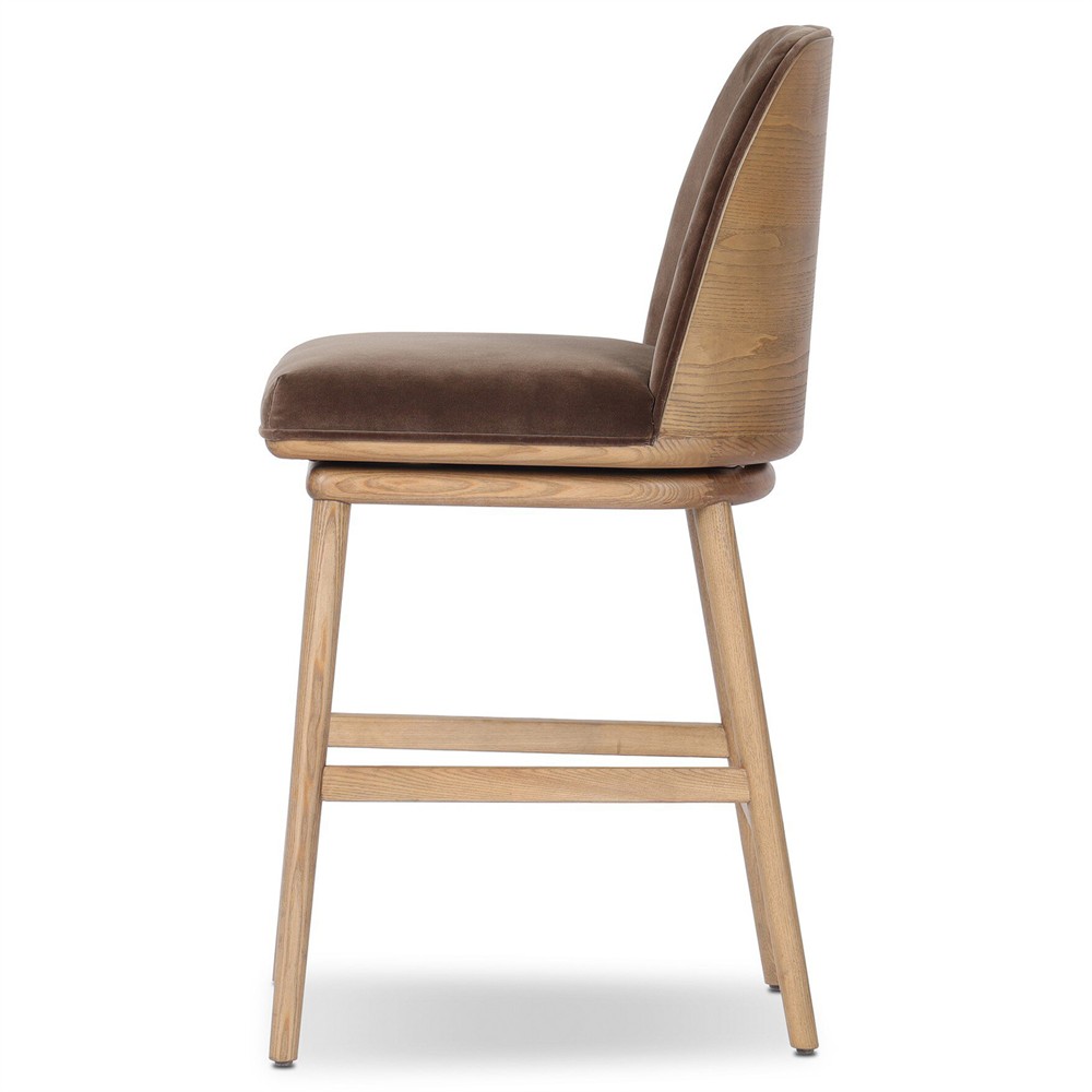 Camden Modern Classic Dark Brown Velvet Performance Swivel Counter Stool |