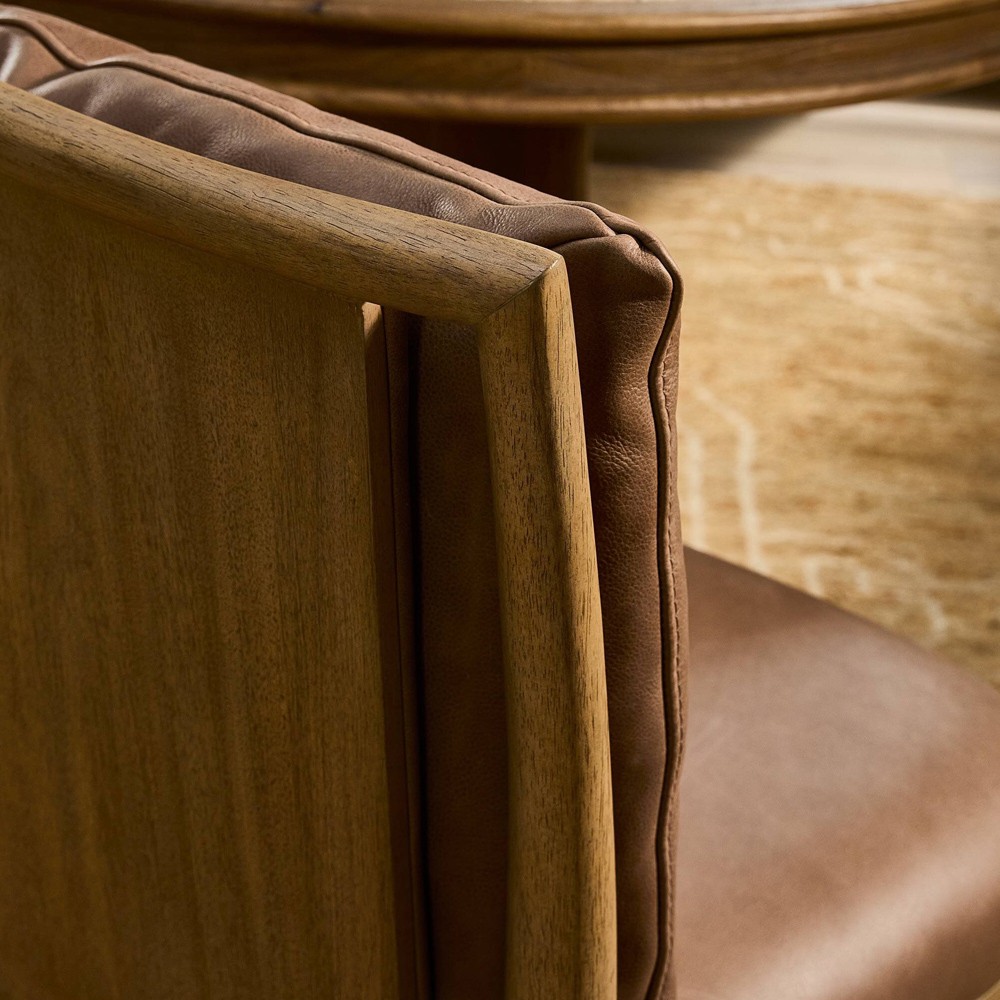Gallagher Modern Classic Brown Leather Dining Chair|
