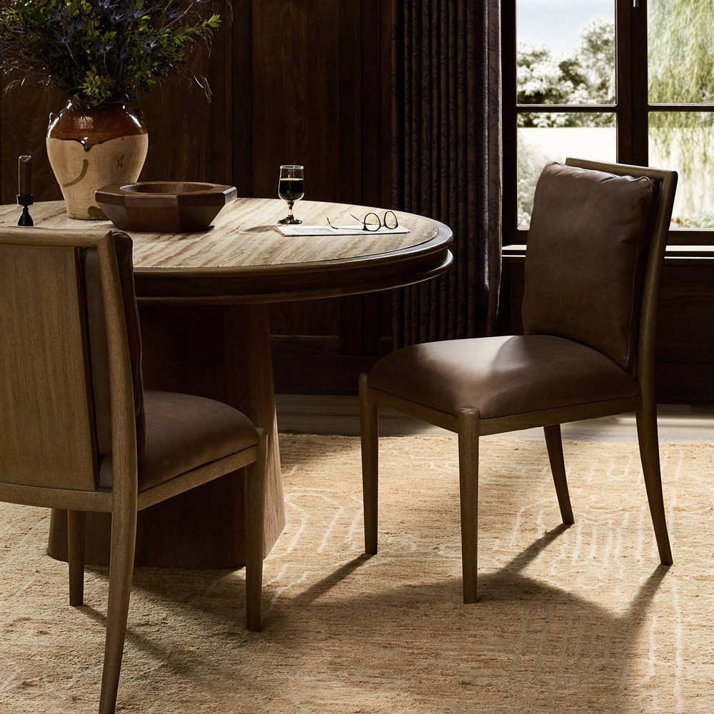 Gallagher Modern Classic Brown Leather Dining Chair|