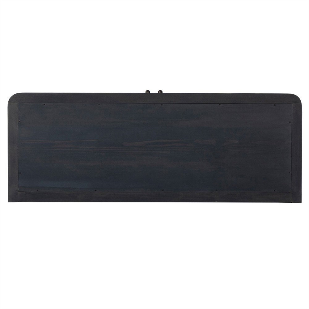 Leopold Rustic Lodge Black Wood Fluted Glass Cabinet|