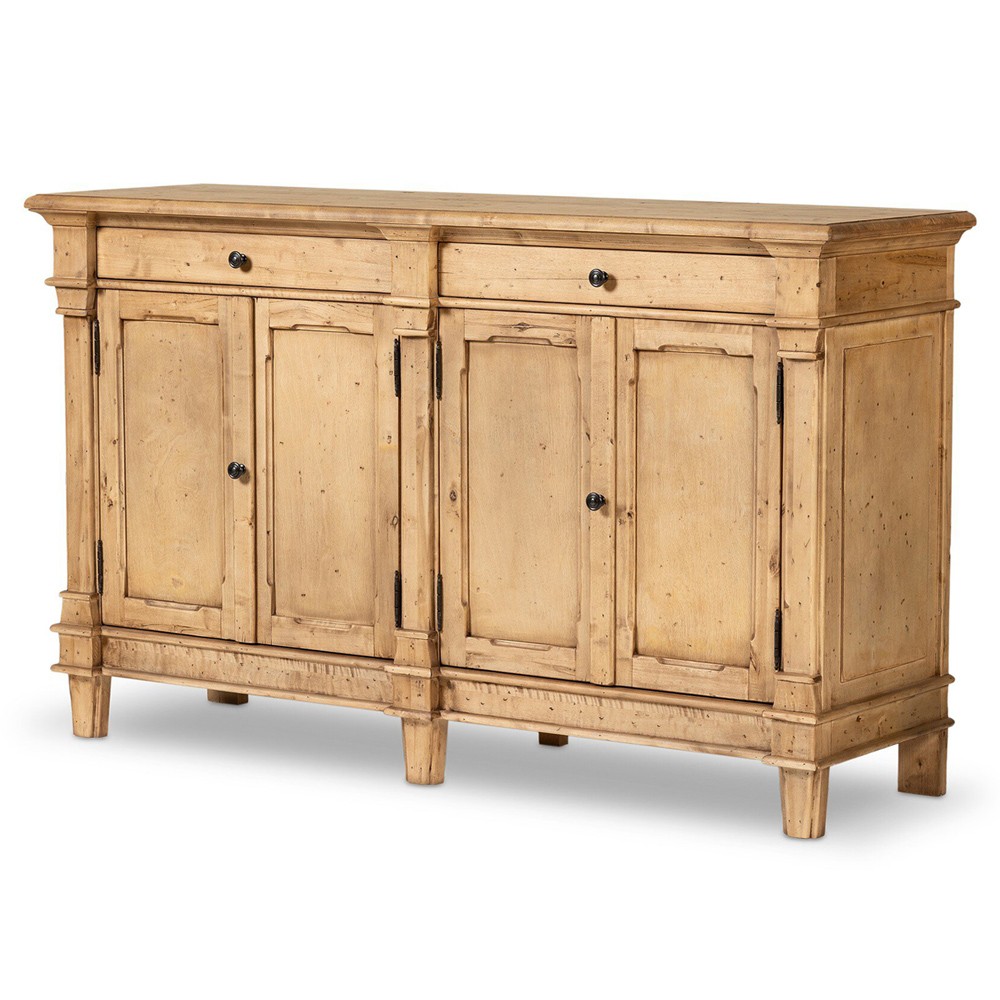 Marjorie Updated Traditional Distressed Bleached Wood Sideboard|