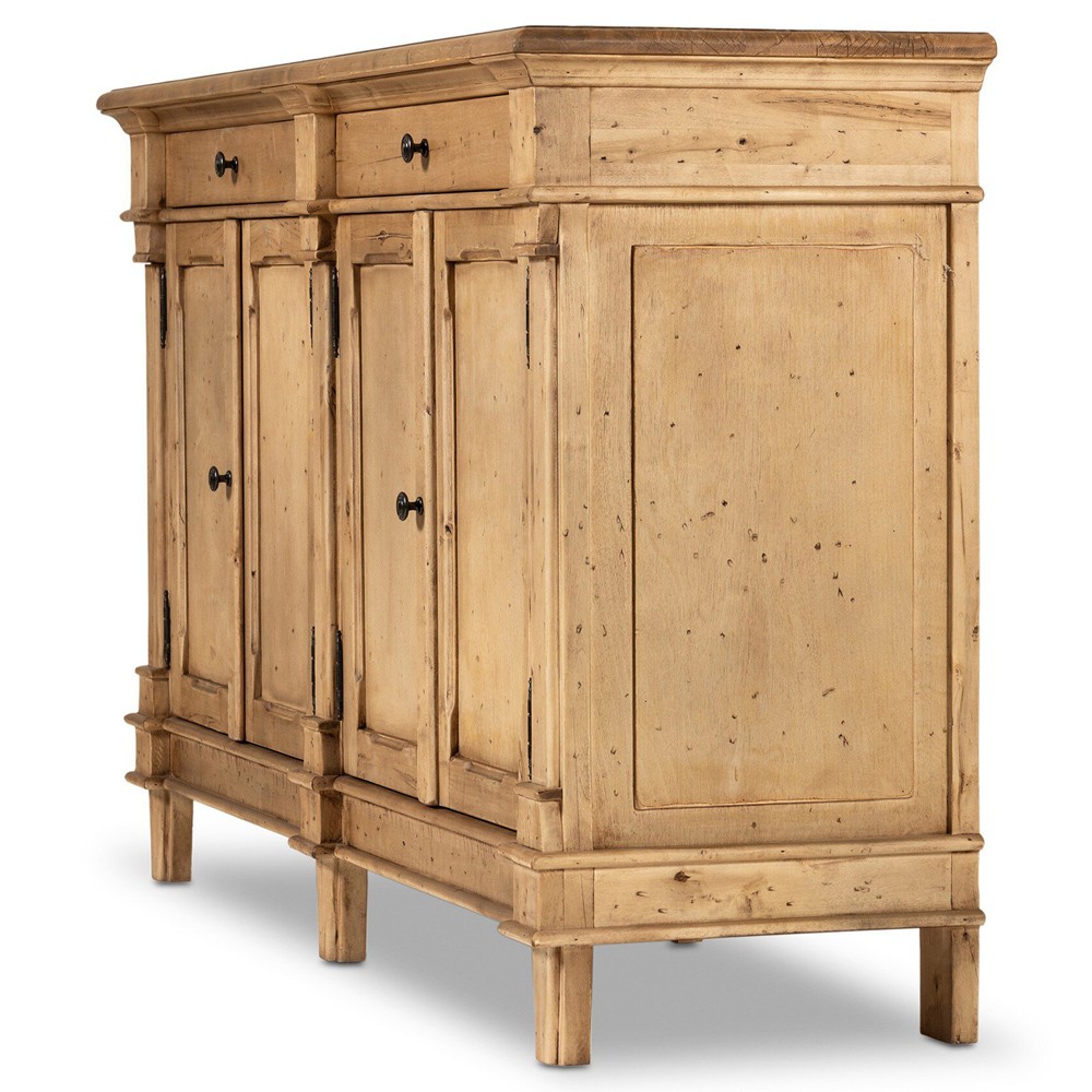 Marjorie Updated Traditional Distressed Bleached Wood Sideboard|