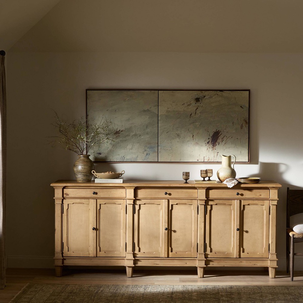 Marjorie French Country Bleached Wood Sideboard|