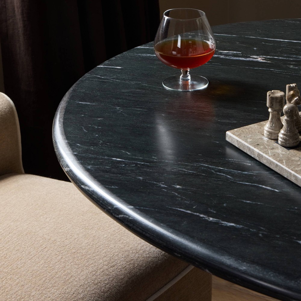 Oric Modern Classic Black Marble Round Bistro Table - 42"|