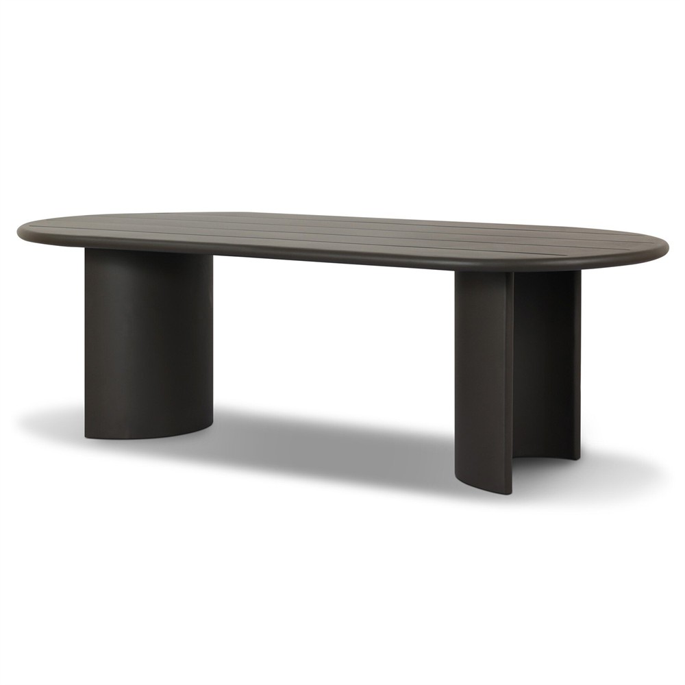 Paris Rustic Lodge Bronze Aluminum Outdoor Oval Dining Table - 94"|