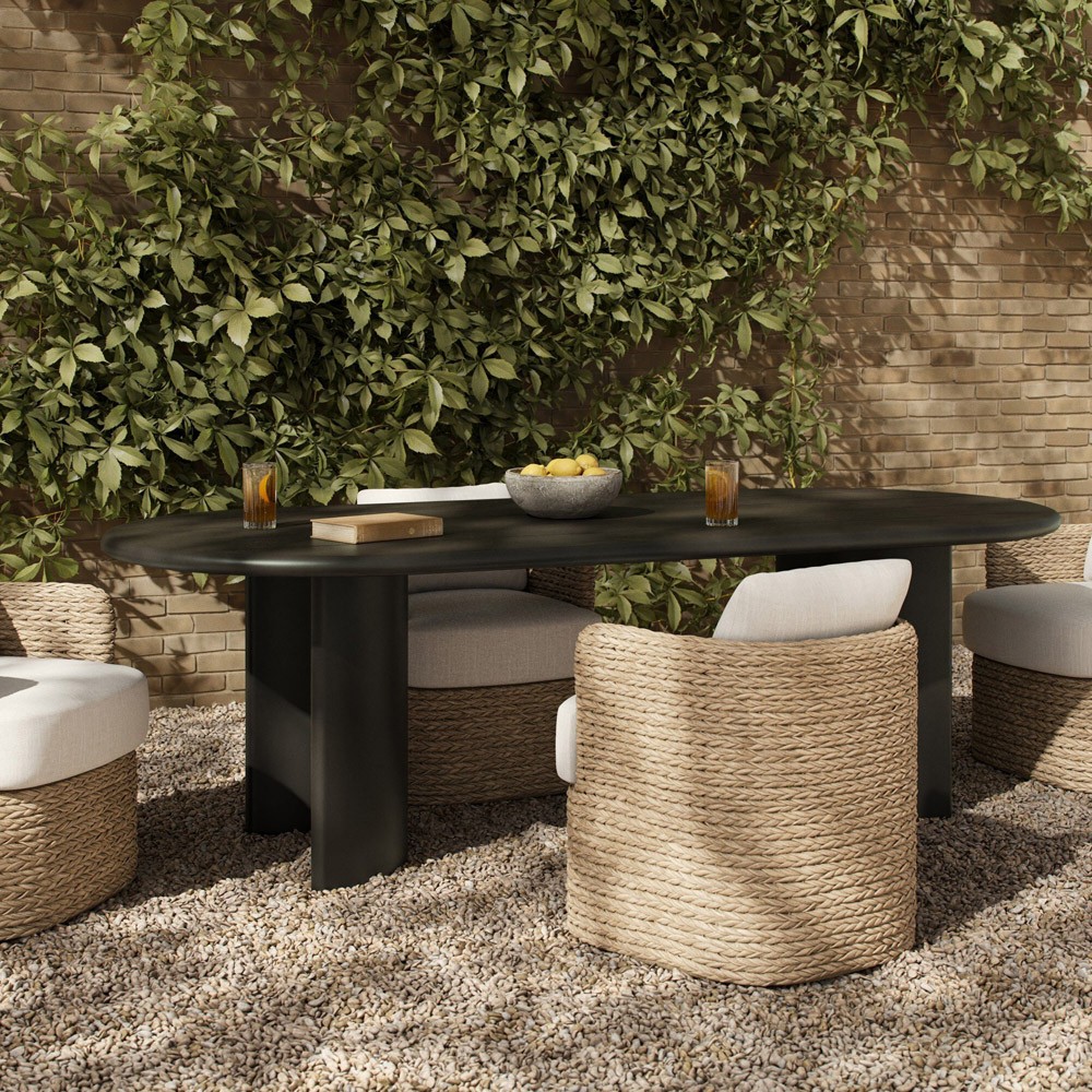 Paris Rustic Lodge Bronze Aluminum Outdoor Oval Dining Table - 94"|