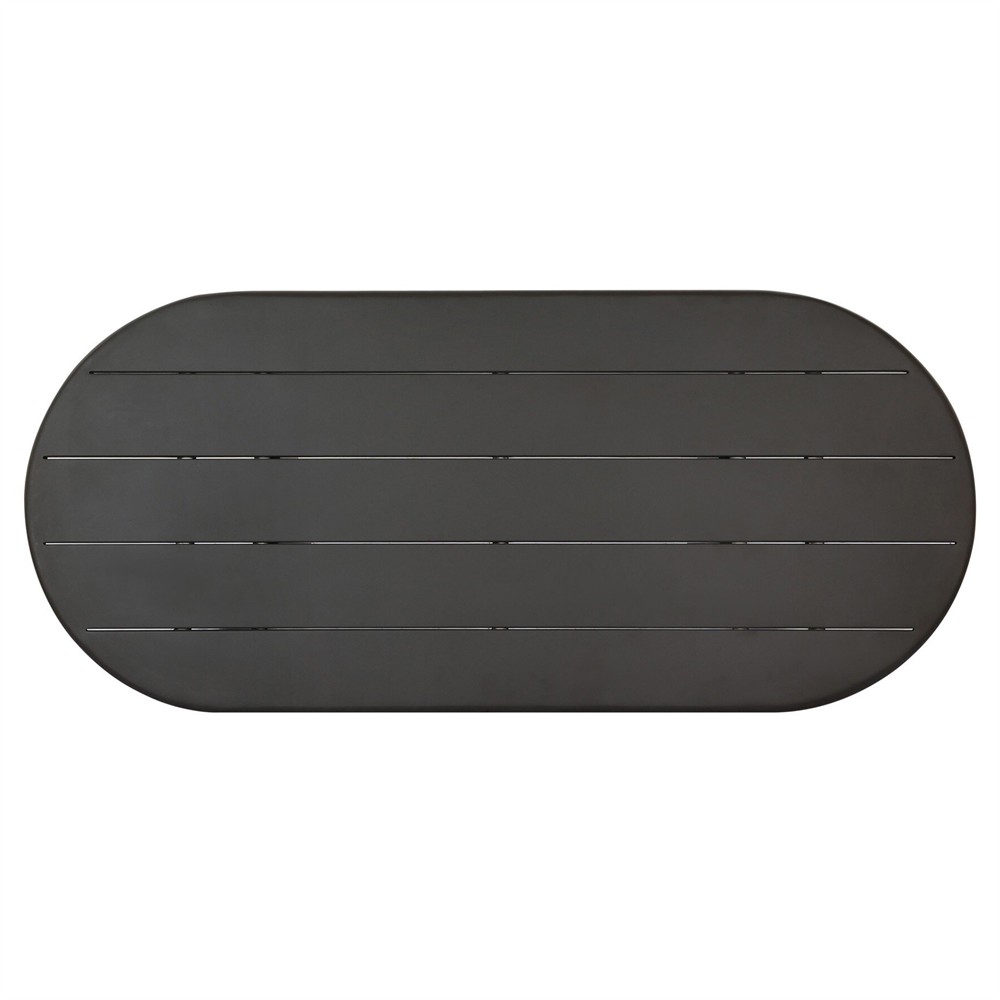 Paris Rustic Lodge Bronze Aluminum Outdoor Oval Dining Table - 94"|