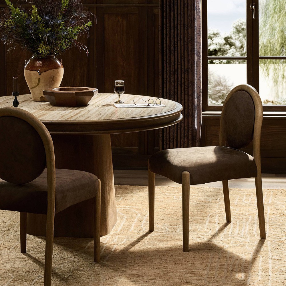 Prentiss Modern Classic Brown Leather Dining Chair|