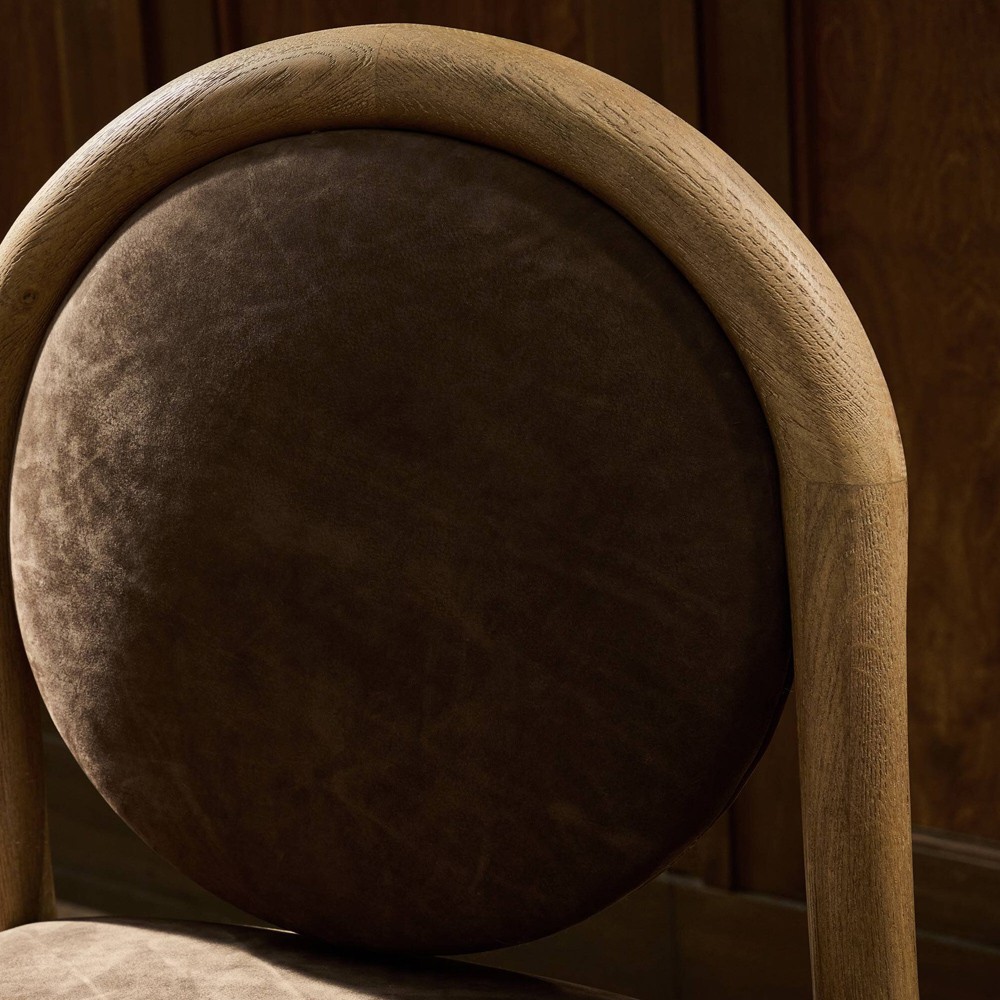 Prentiss Modern Classic Brown Leather Dining Chair|