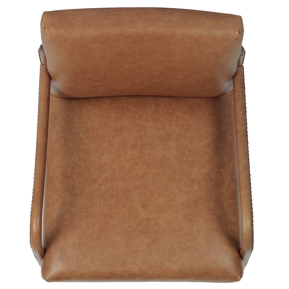 Quill Modern Classic Brown Leather Dining Arm Chair|