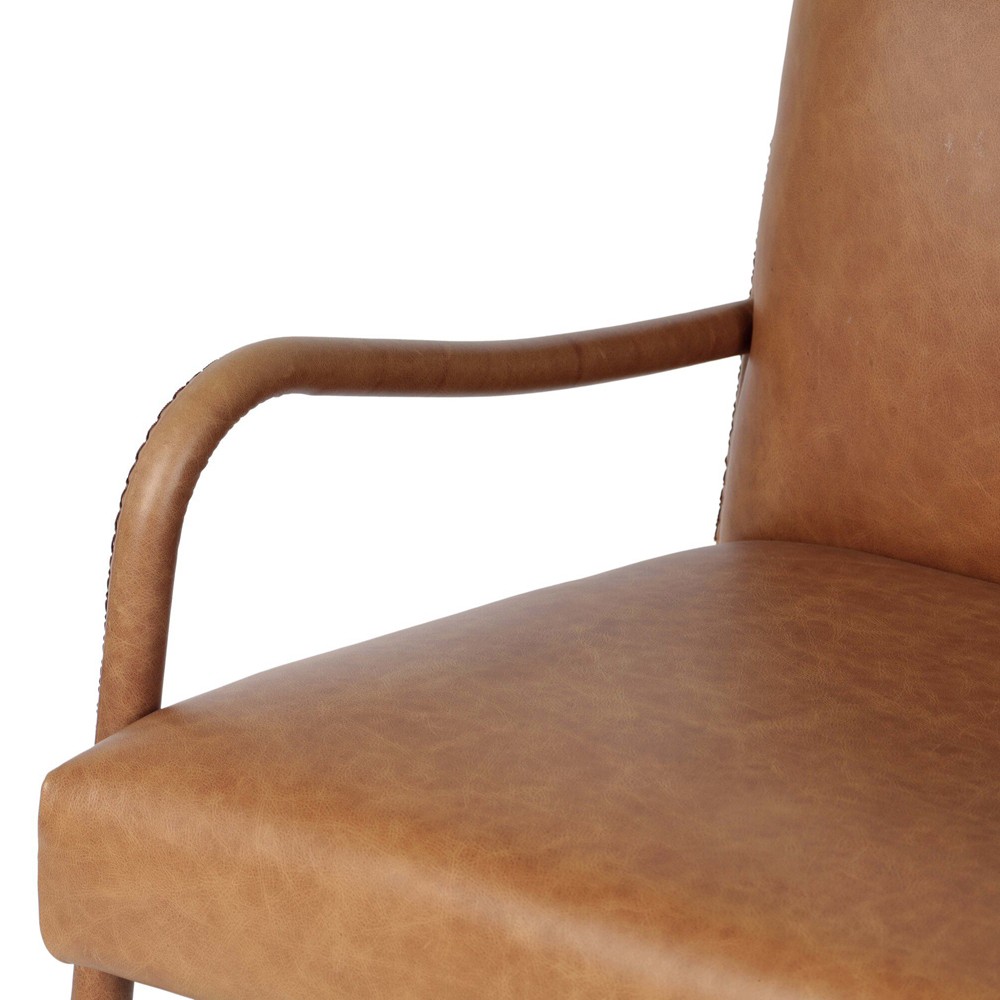 Quill Modern Classic Brown Leather Dining Arm Chair|