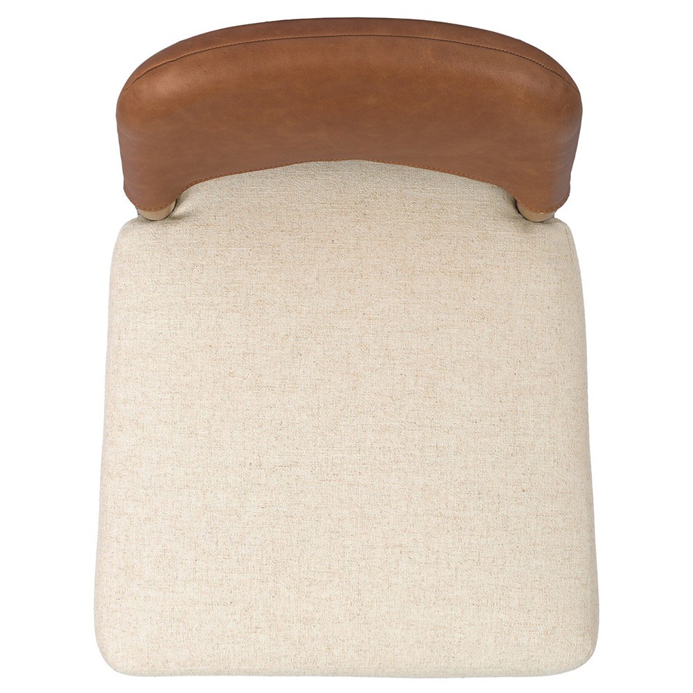 Ryver Modern Classic Brown Leather Beige Performance Dining Chair|