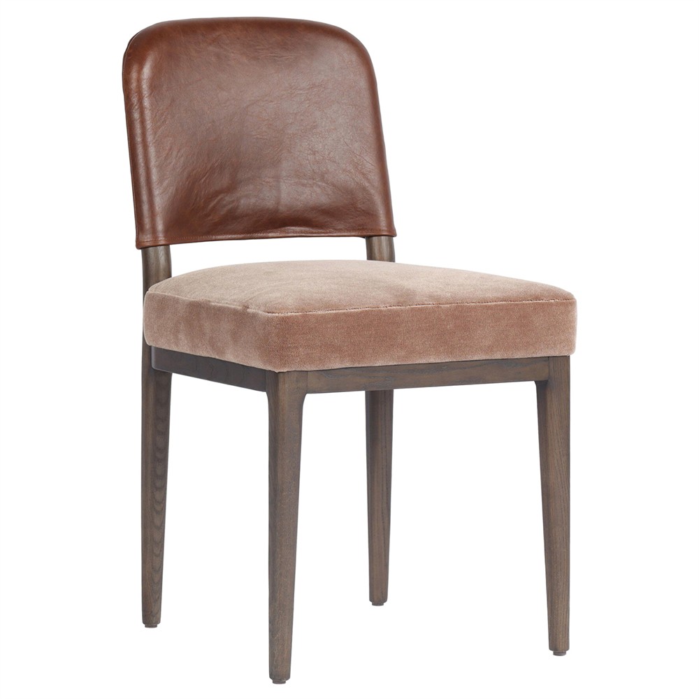 Ryver Modern Classic Brown Velvet Leather Dining Chair|