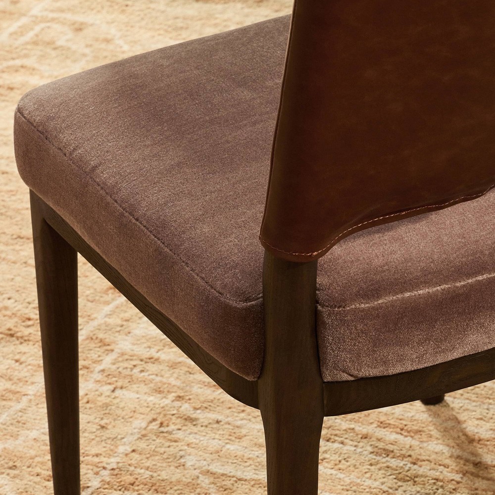 Ryver Modern Classic Brown Velvet Leather Dining Chair|