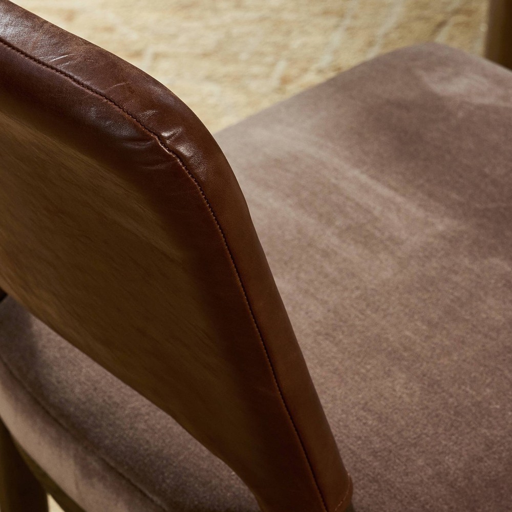 Ryver Modern Classic Brown Velvet Leather Dining Chair|