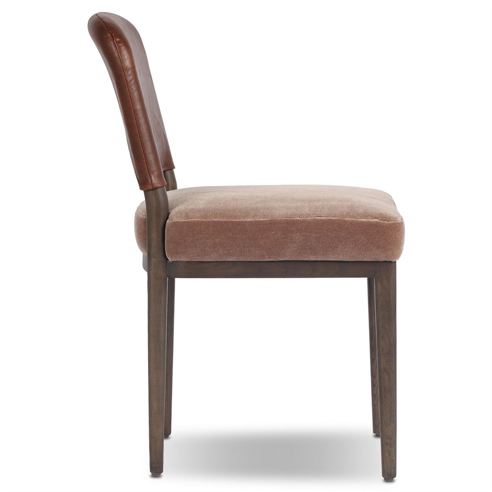 Ryver Modern Classic Brown Velvet Leather Dining Chair|