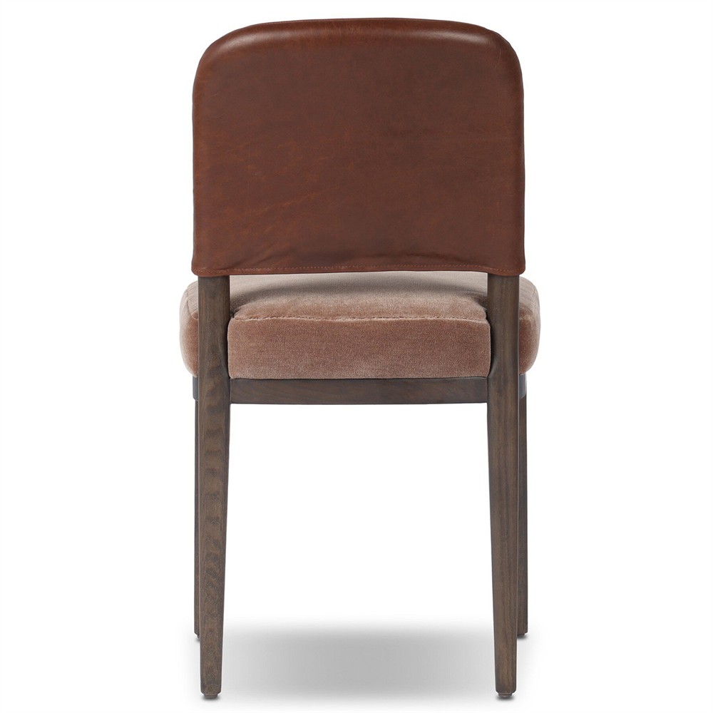 Ryver Modern Classic Brown Velvet Leather Dining Chair|