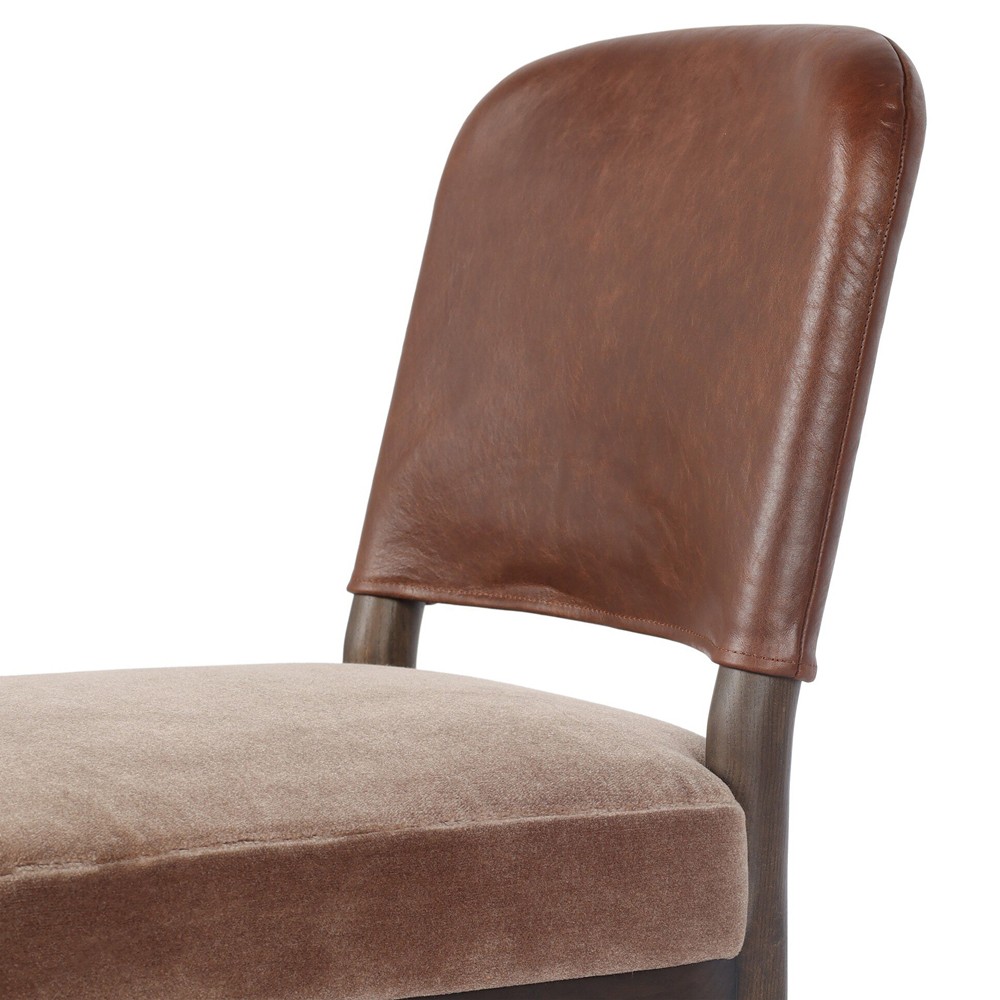 Ryver Modern Classic Brown Velvet Leather Dining Chair|