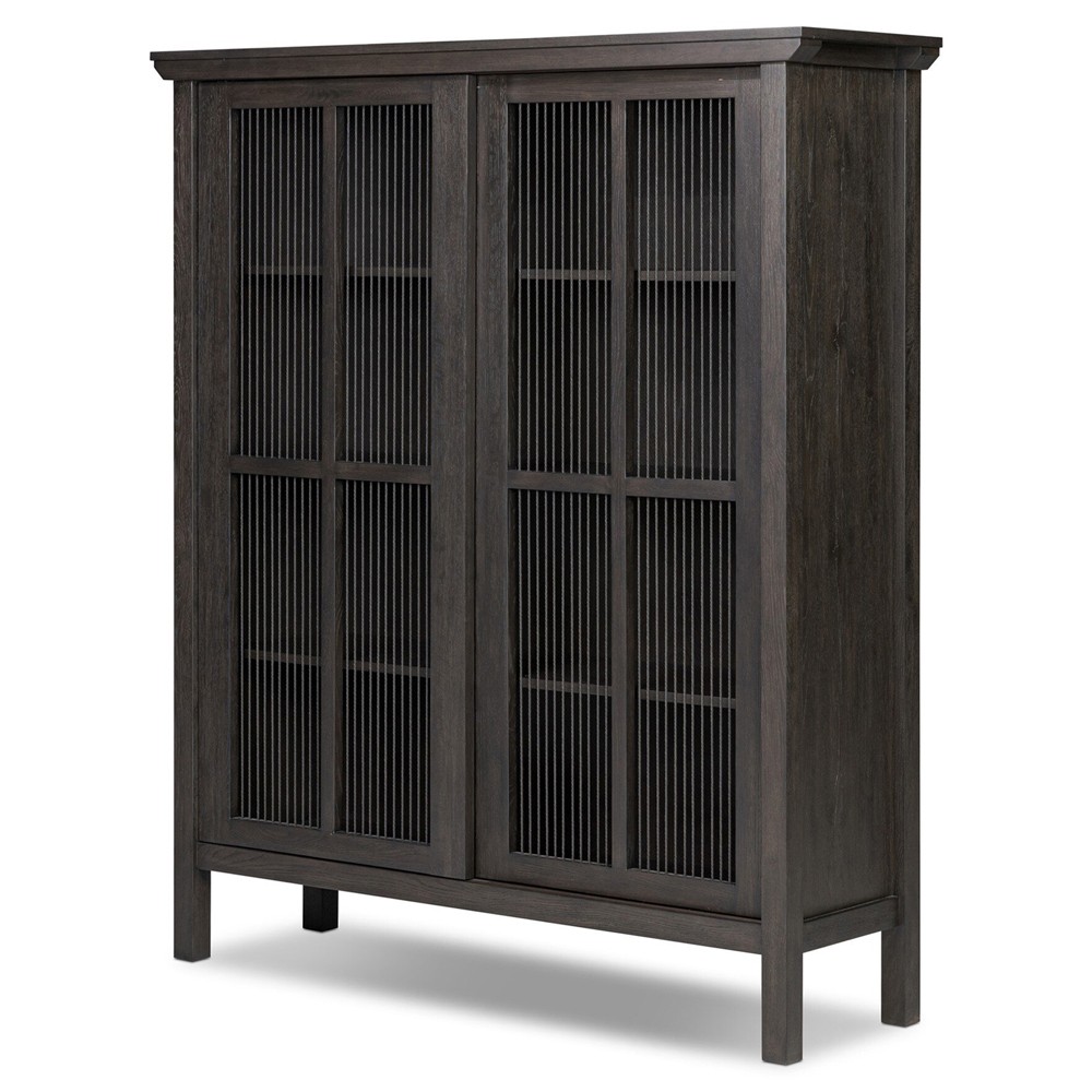 Tuscola Rustic Lodge Smoked Black Oak Wood Cabinet|