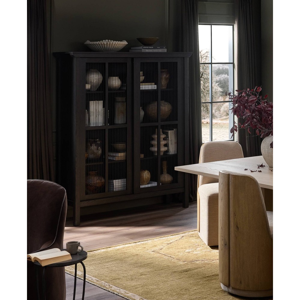 Tuscola Rustic Lodge Smoked Black Oak Wood Cabinet|