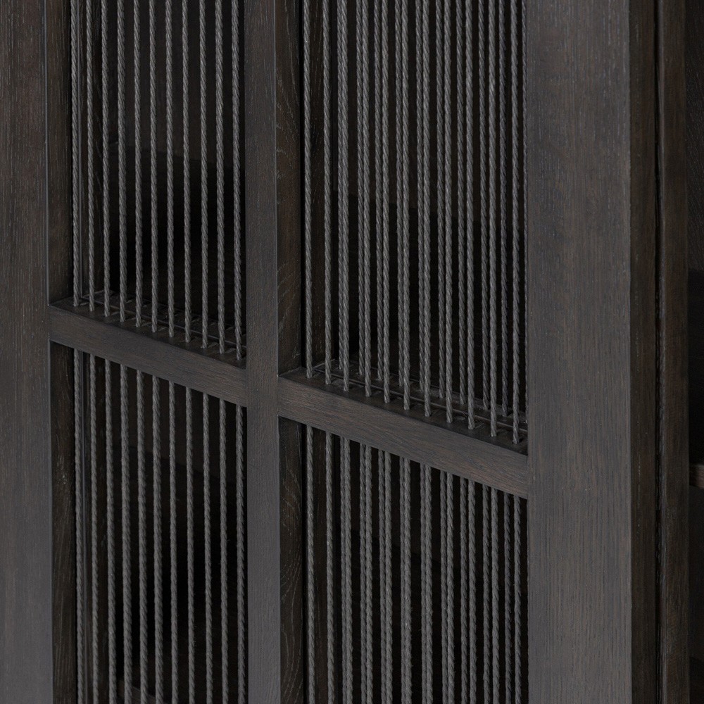 Tuscola Rustic Lodge Smoked Black Oak Wood Cabinet|