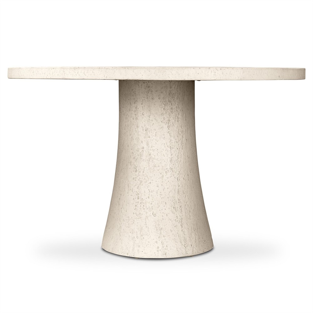 Varda Modern Classic Cream Concrete Round Outdoor Dining Table - 48"|