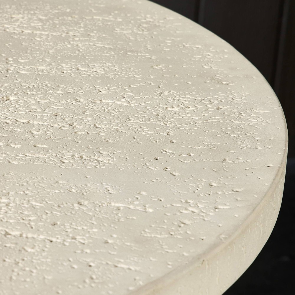 Varda Modern Classic Cream Concrete Round Outdoor Dining Table - 48"|