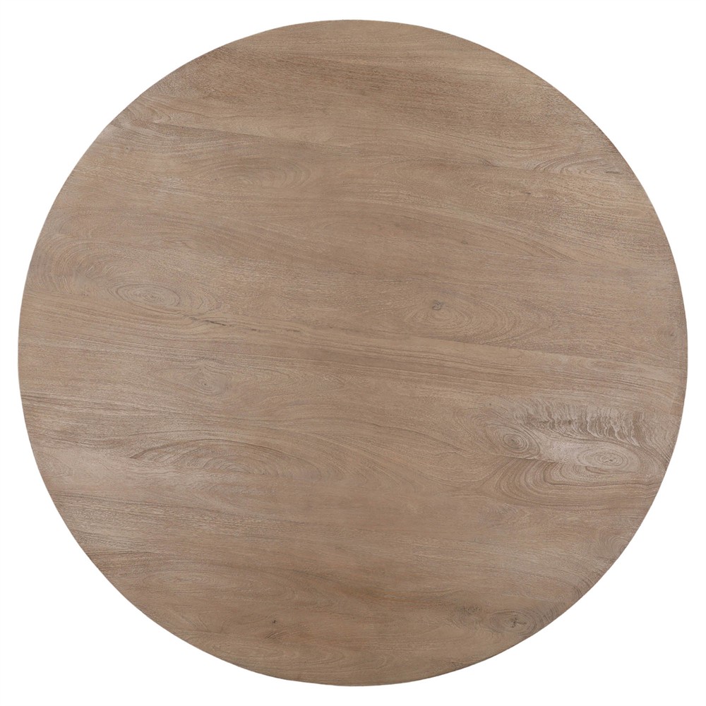 Saphiel Updated Traditional Natural Mango Wood Round Dining Table - 54"|