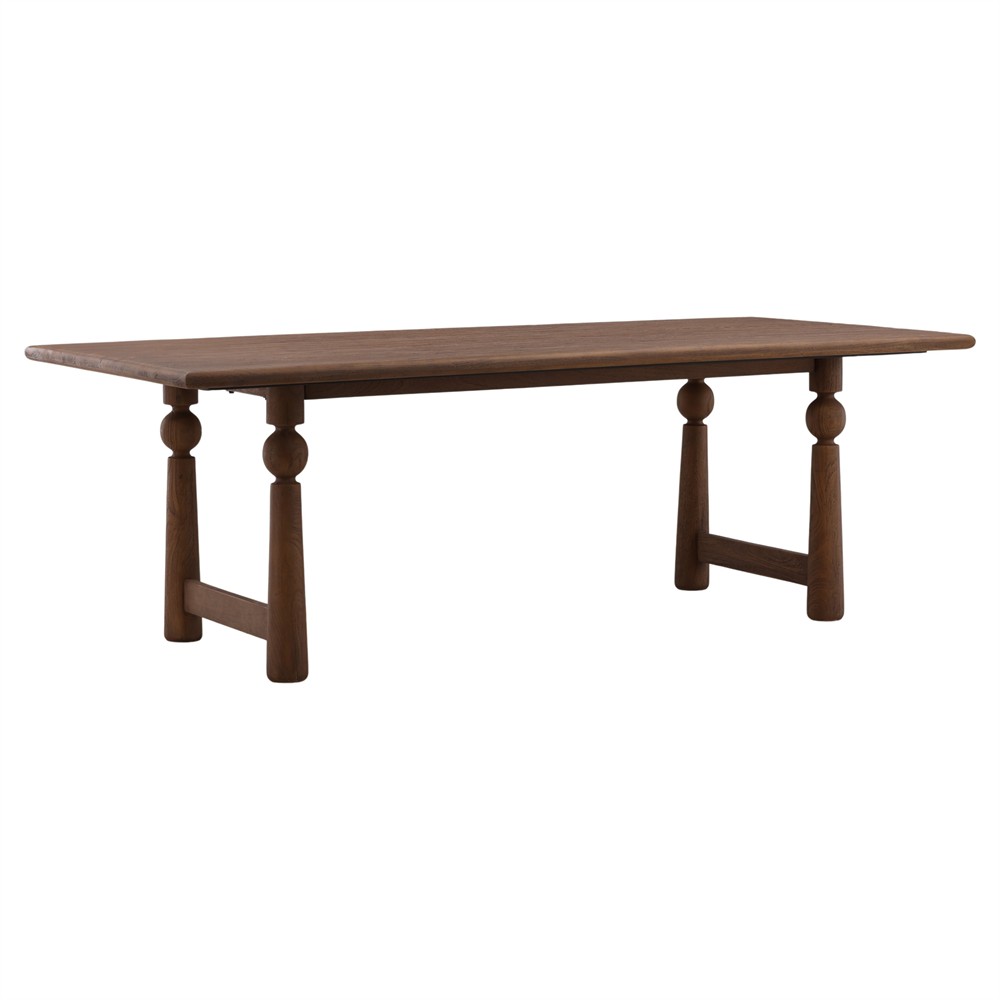 Samuel Updated Traditional Brown Mango Wood Rectangular Dining Table - 90"|