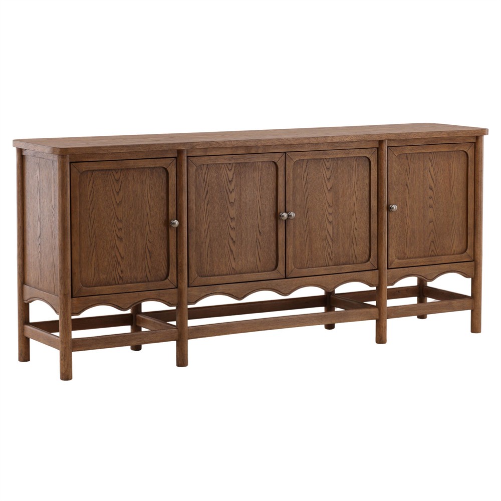 Solynne Updated Traditional Brown Wood Sideboard|