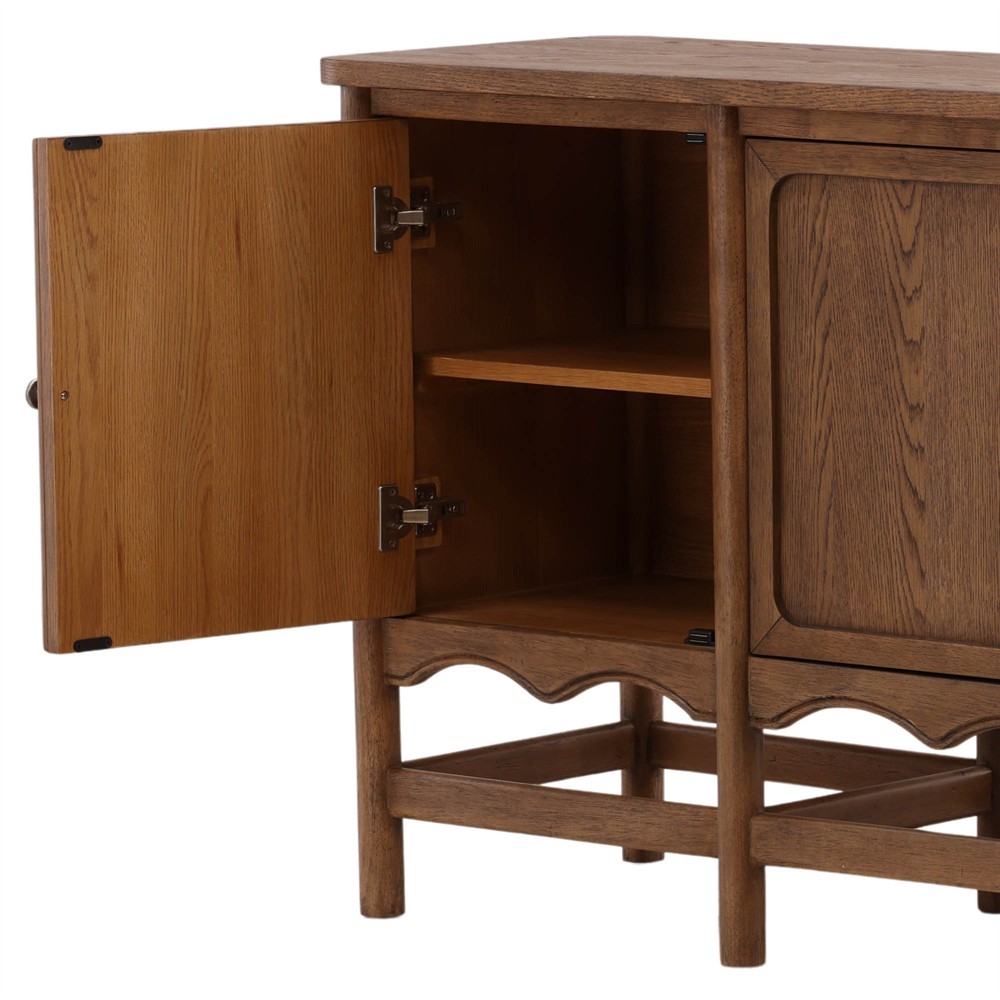 Solynne Updated Traditional Brown Wood Sideboard|