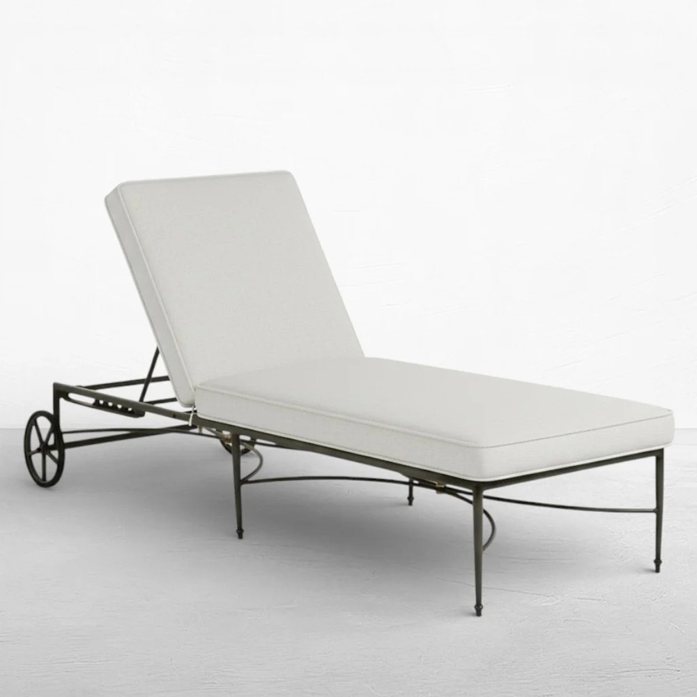Roma Bali Pearl Upholstered Slate Grey Aluminum Outdoor Chaise Lounge|